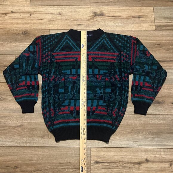 Men's VTG Atlantic Traders Geometric Knit Sweater LARGE Multicolor Grandpa Retro - Picture 4 of 10